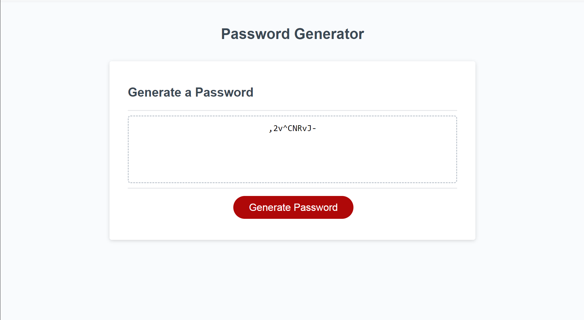 Screenshot of Password Generator
